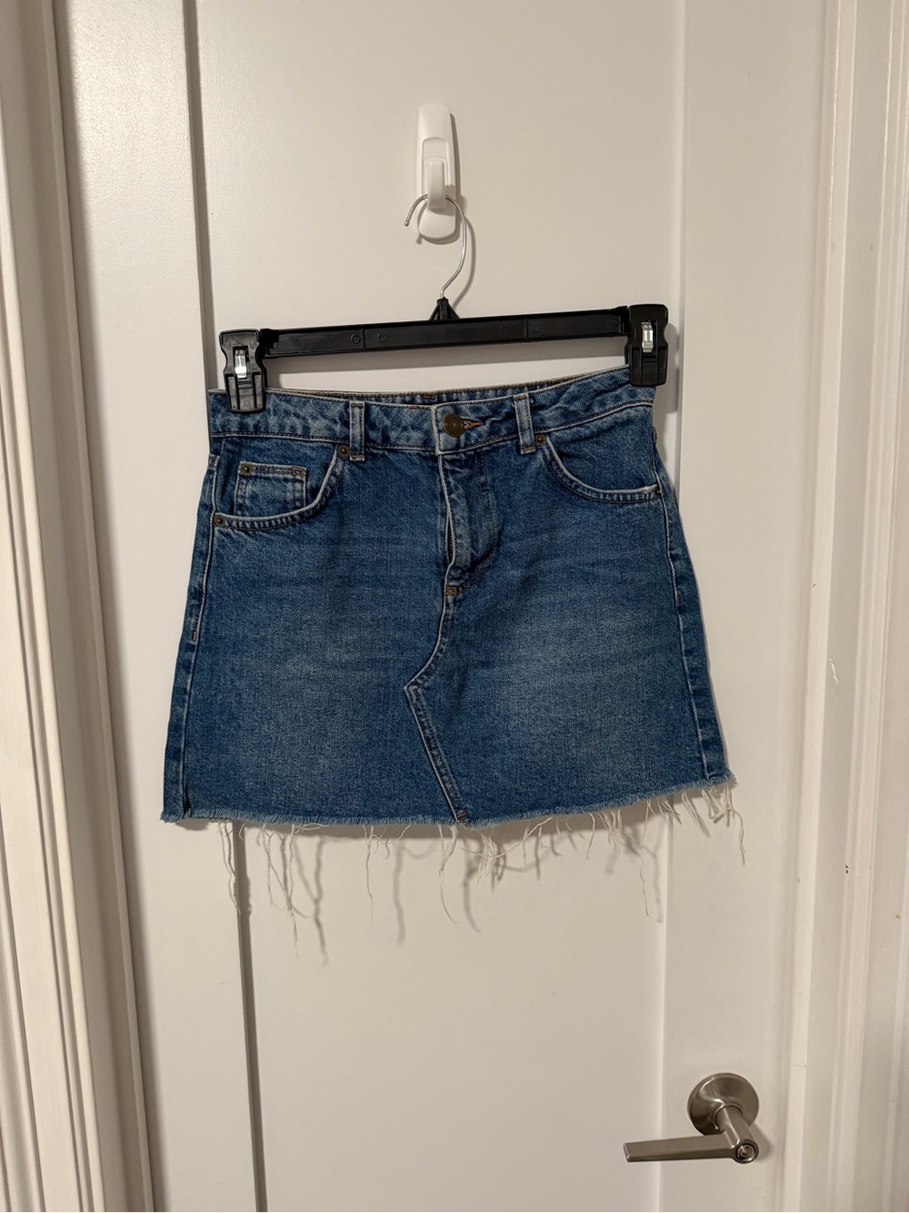 BDG Blue Denim Mini Skirt with Frayed Hem